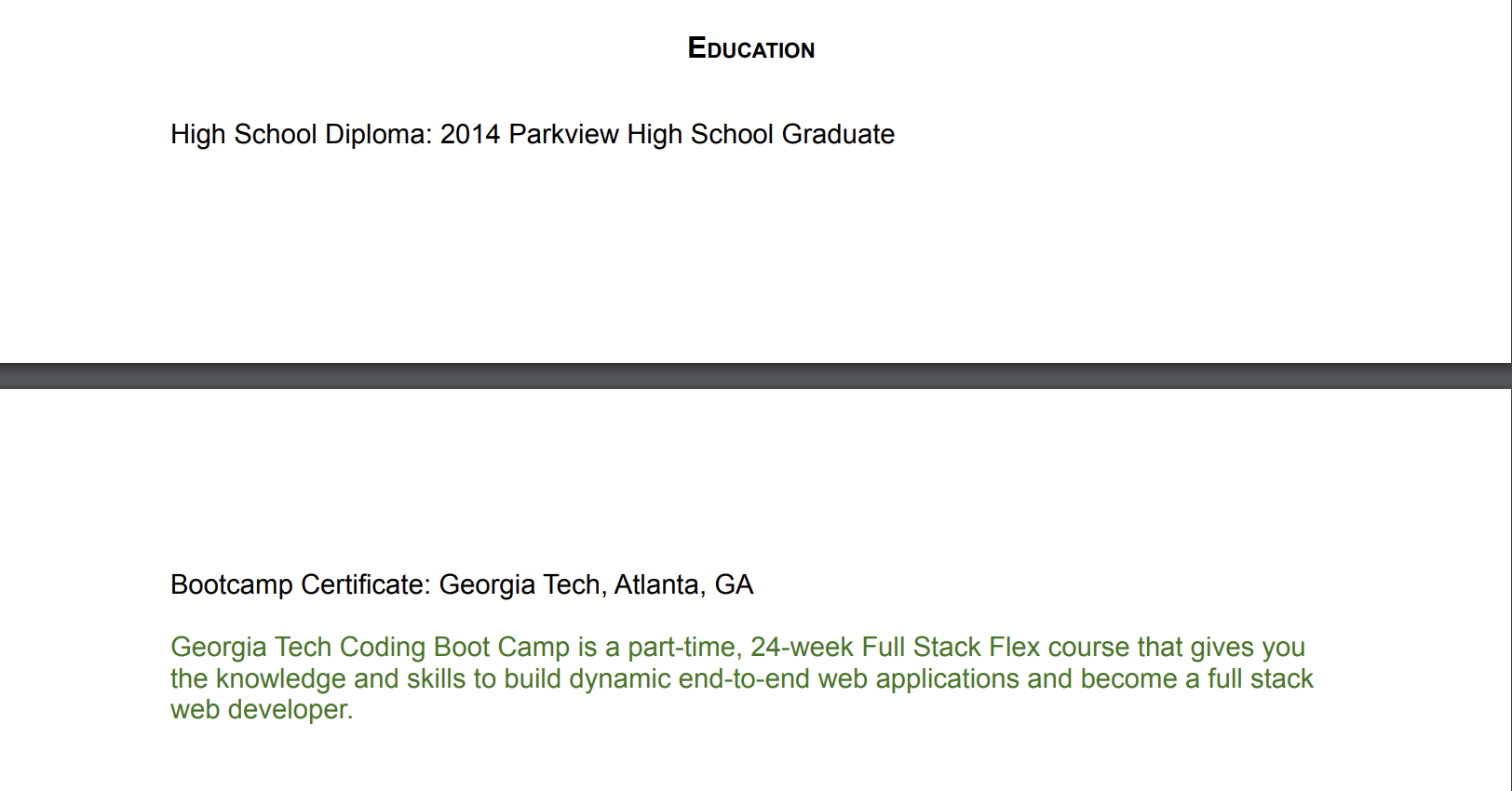 Picture of Austin's resume